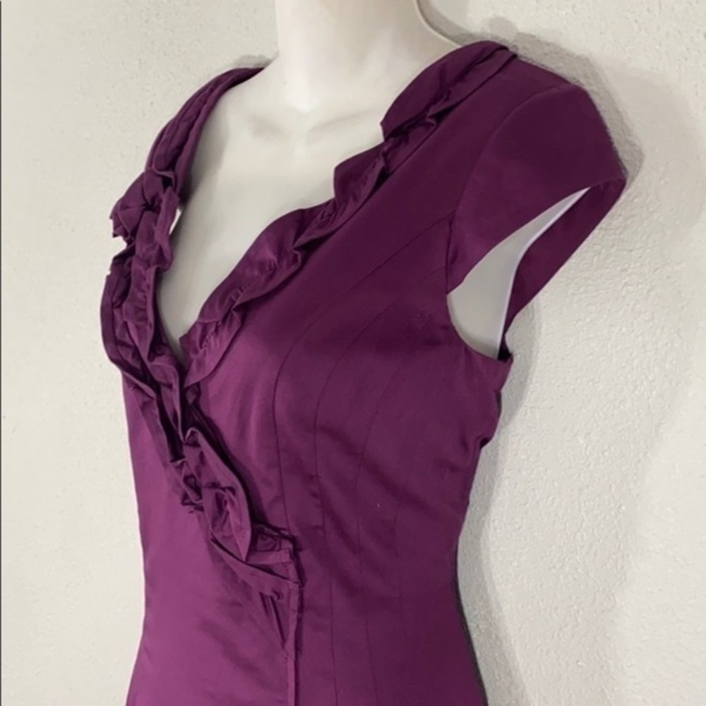Kay Unger purple ruffle collar flare dress T8 - Picture 6 of 12